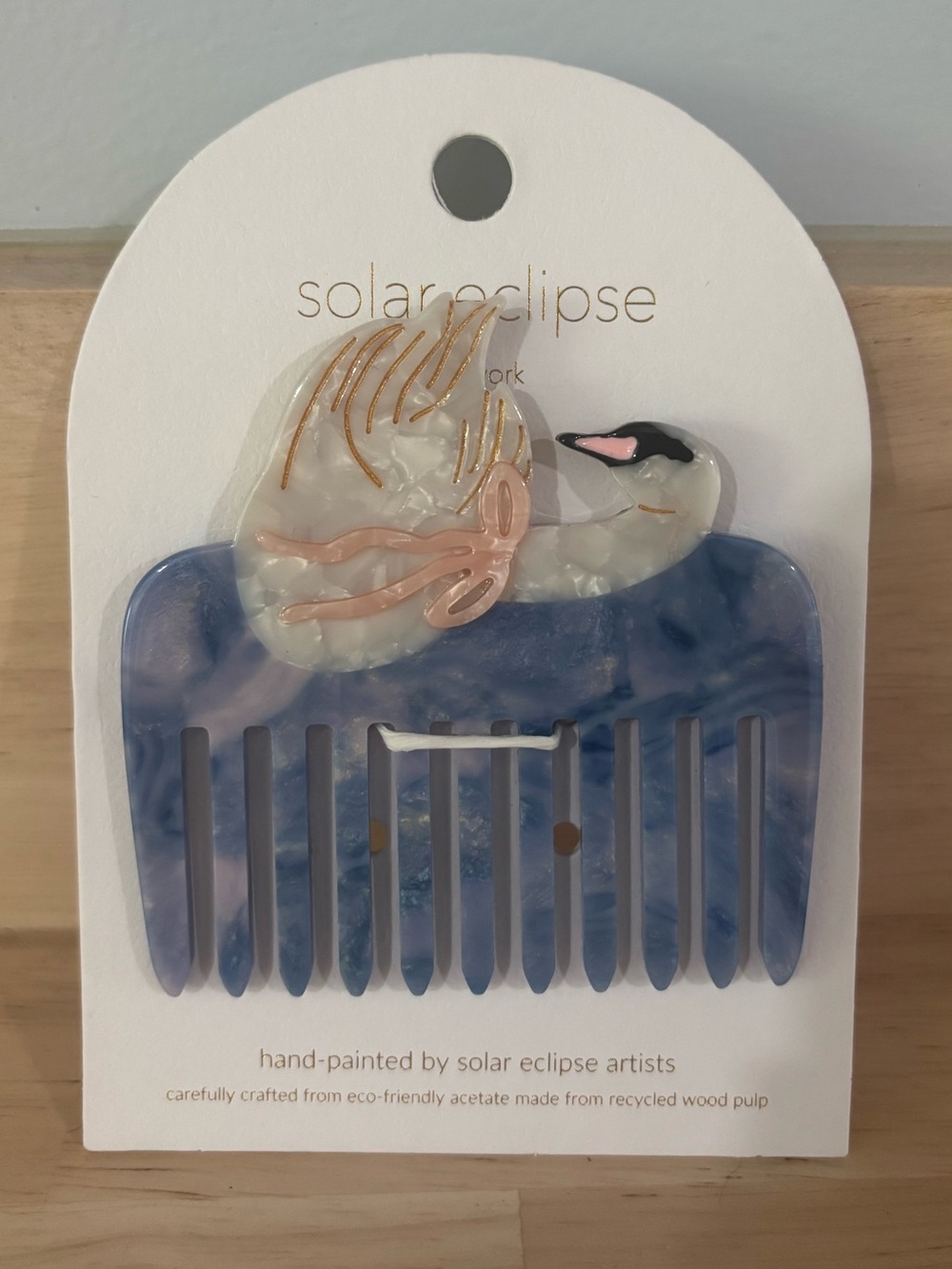 Anthropologie Solar Eclipse Handpainted Pocket Comb Swan - Picture 2 of 3